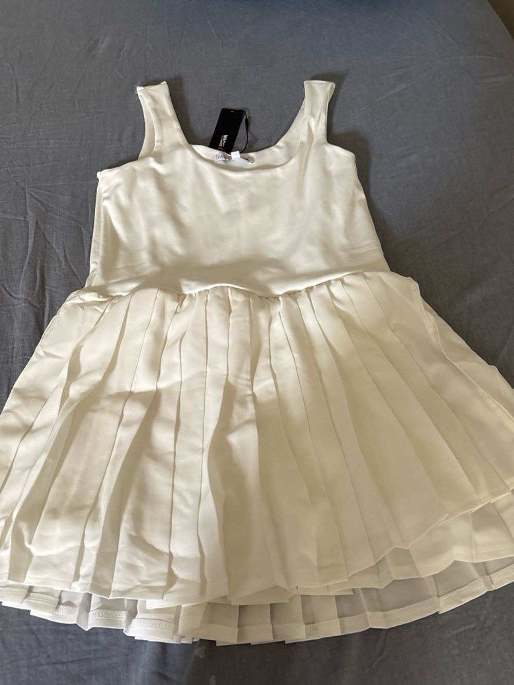 White Mini Pleated Tank Dress